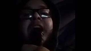 Cum slut sucks on his dilldo